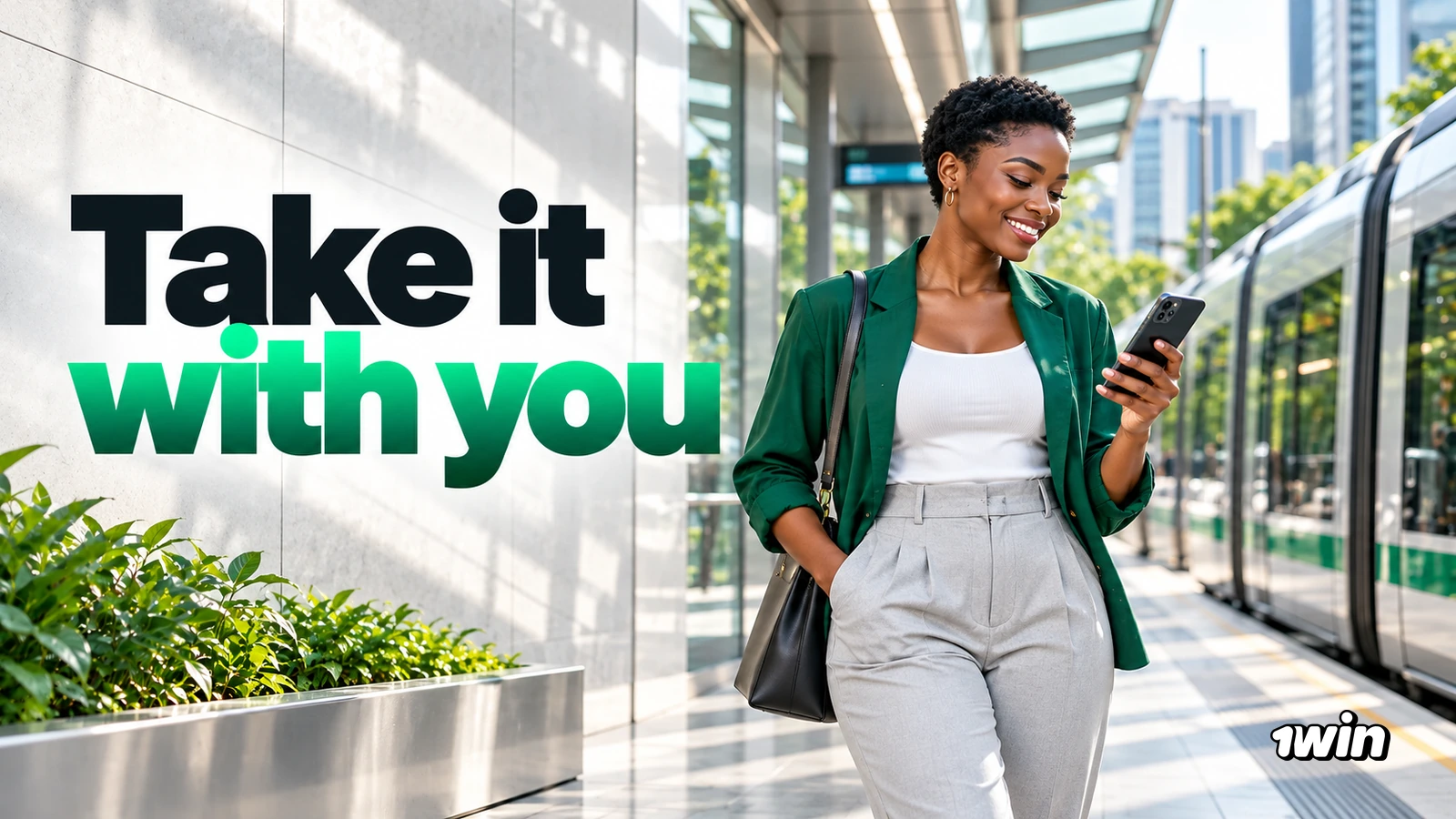 Woman using her phone while walking